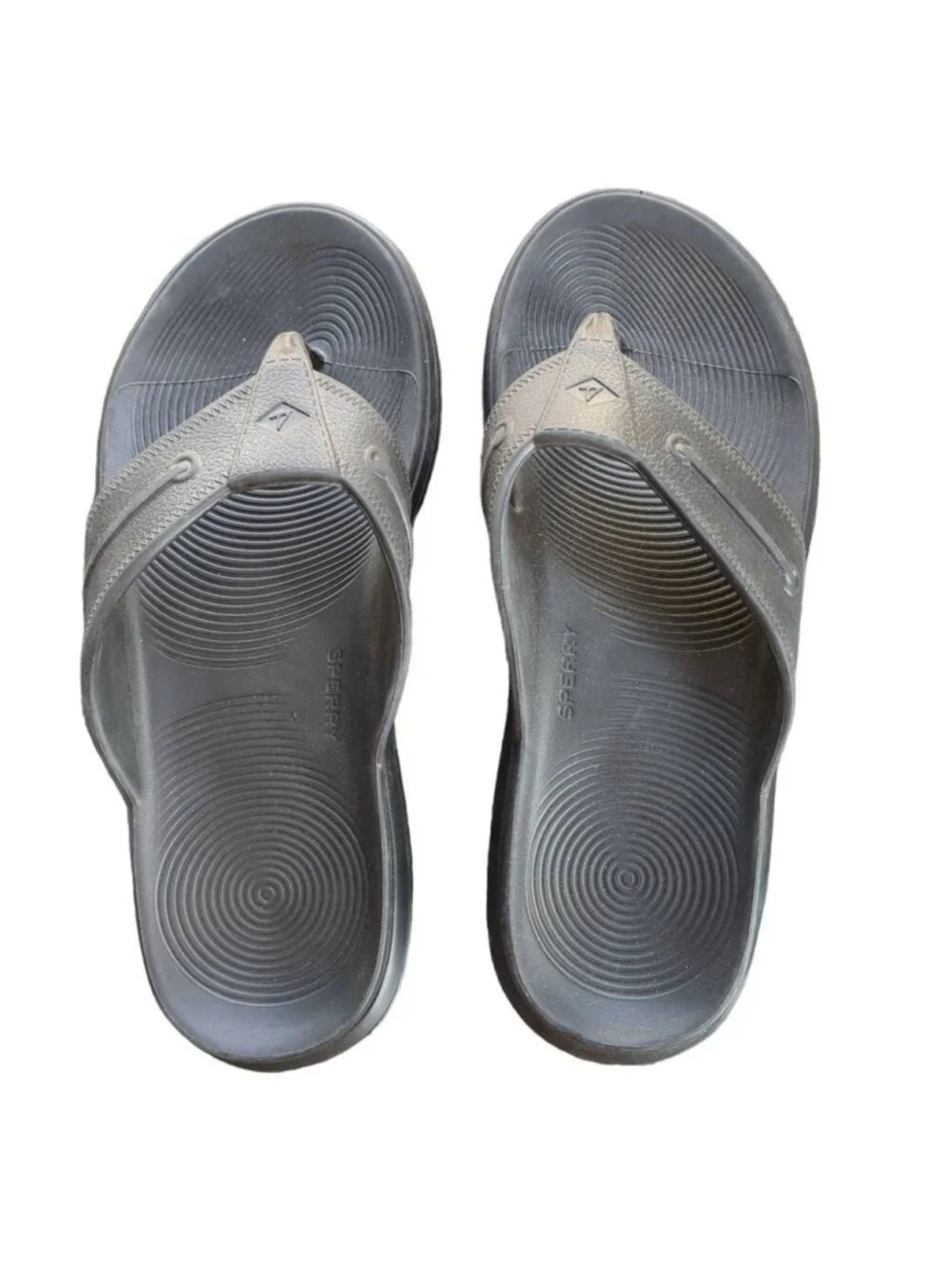 Sperry Men's Size 9 Windward Float Thong Sandal Metallic Silver Beach Vacation